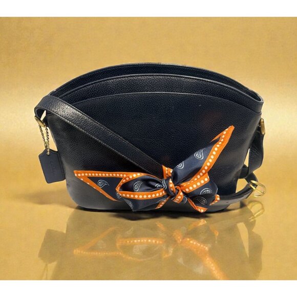 VTG Coach Madison Pierre Bag 4406 Navy Caviar Pebbled Leather Double Zip Italy - Picture 9 of 9
